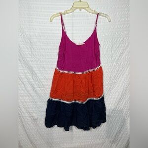 Tory Burch Women’s color block Fuchsia Red and Navy Mini Dress Size XS